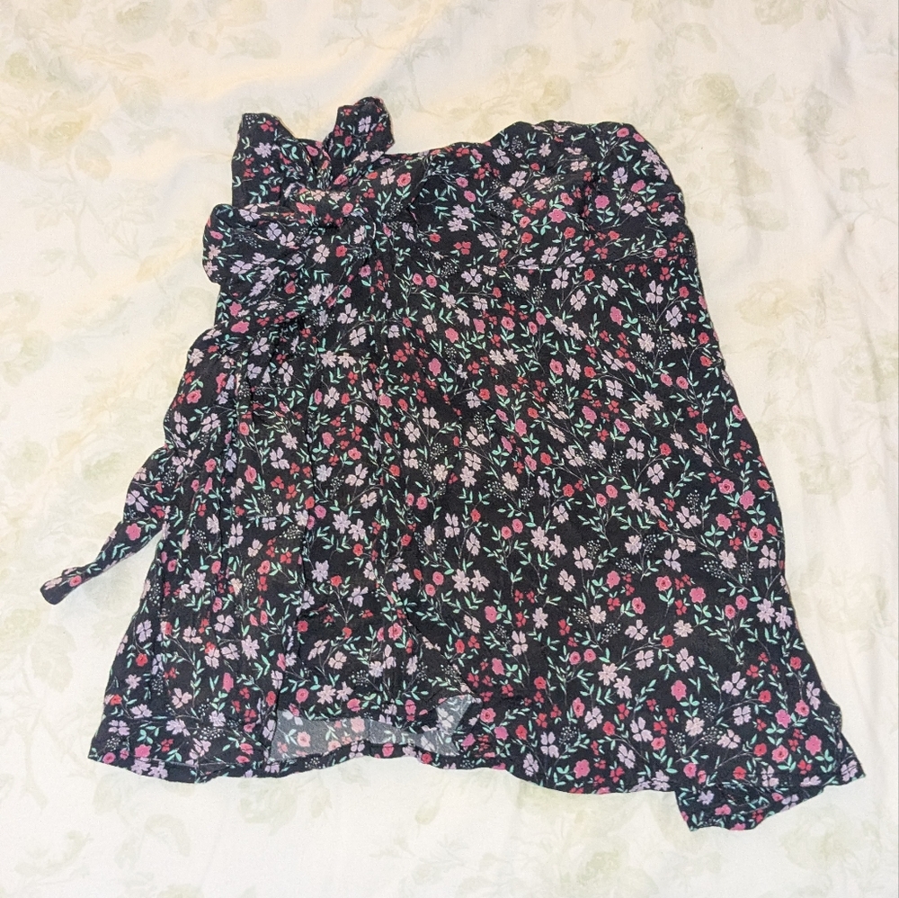 Lovers + Friends Black Floral Wrap Skirt